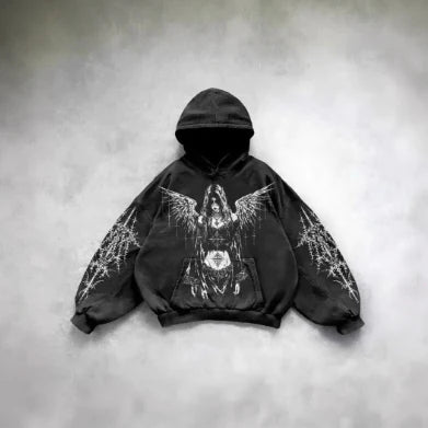 Pullover Hoodie with Ghotic Design