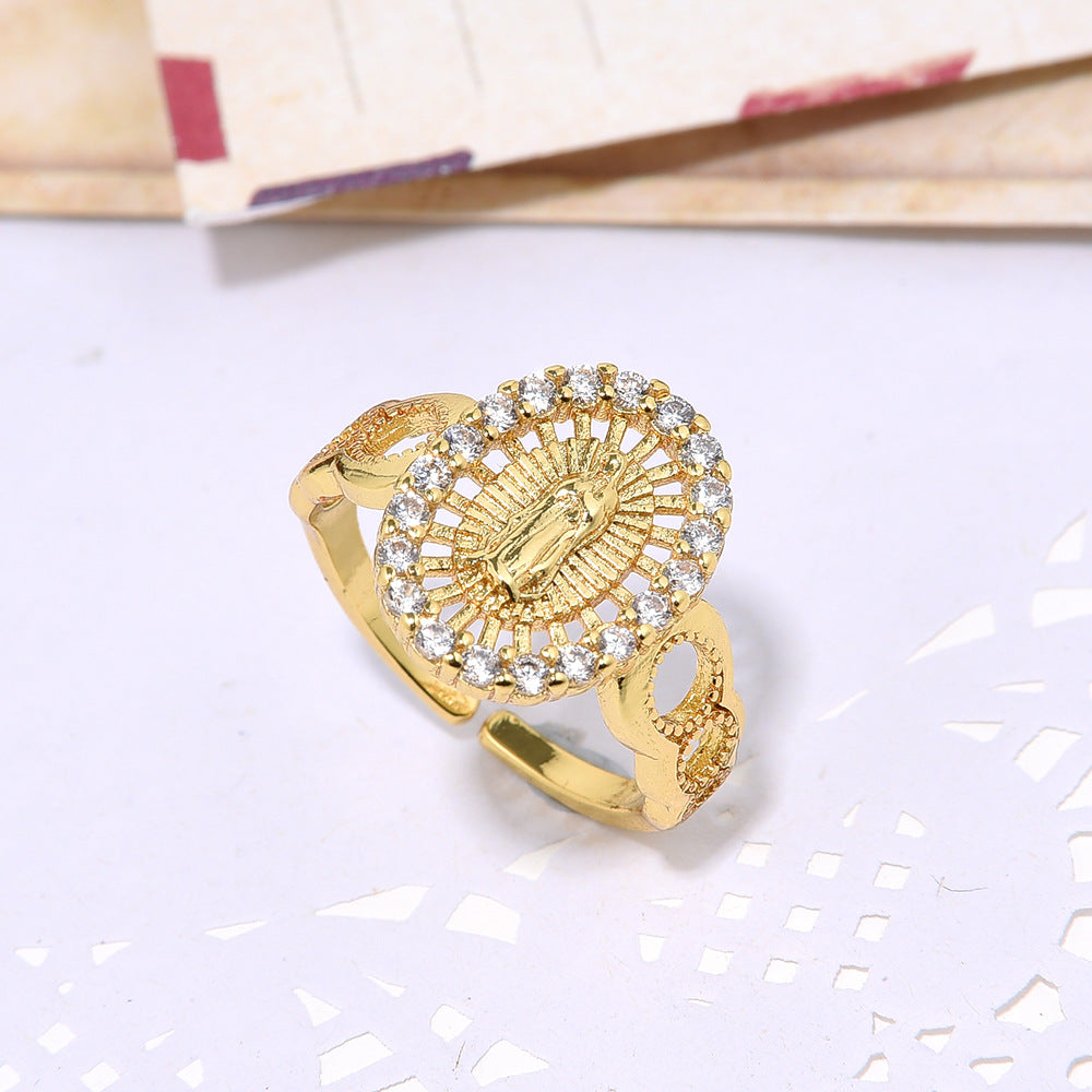 18K Gold Copper Plated Ring with Micro Zircon