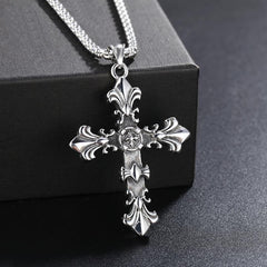 Retro Cross Pendant Diamond Necklace for Men