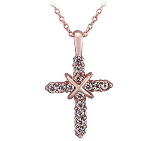 Diamond cross clavicle chain necklace