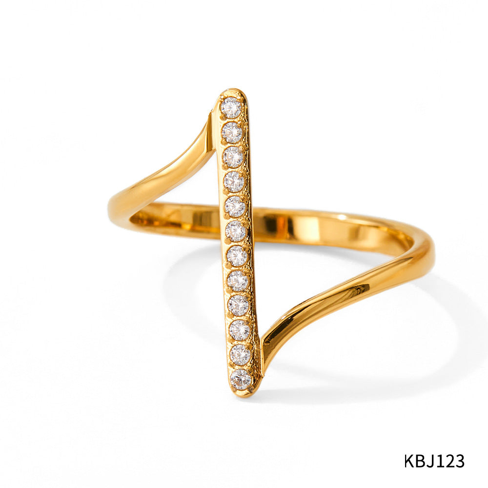 Wave design ring with zircon