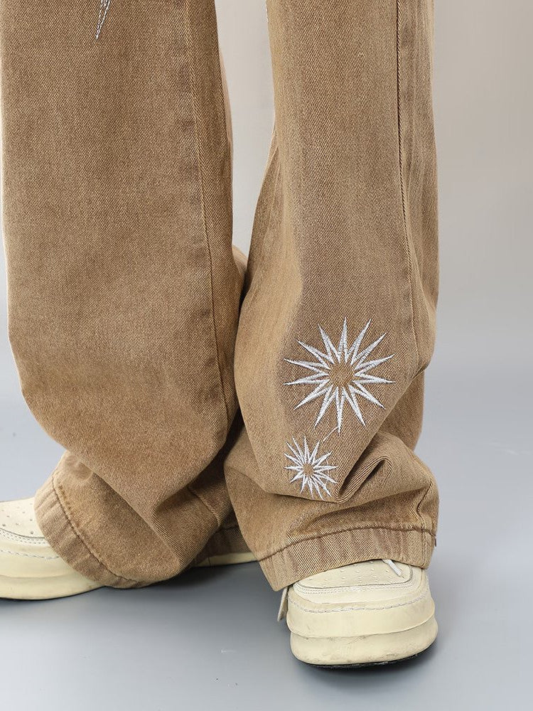 Men's Loose Fit Hip Hop Star Embroidered Jeans