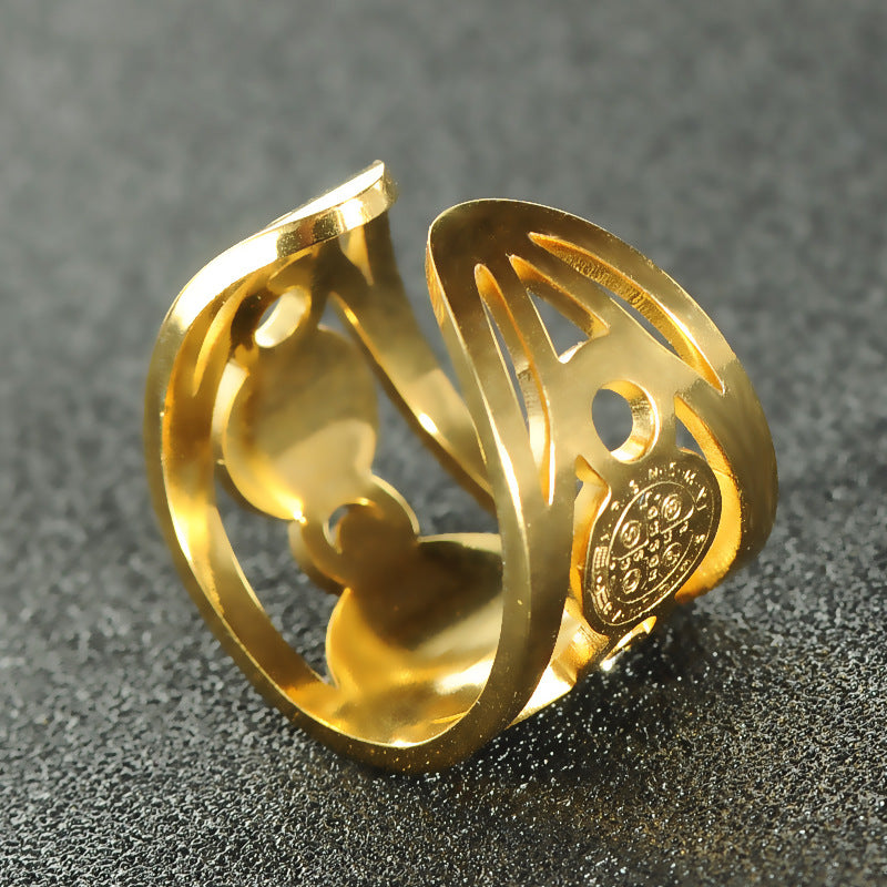 Stainless Steel Catholic Exorcist St. Benedict Ring