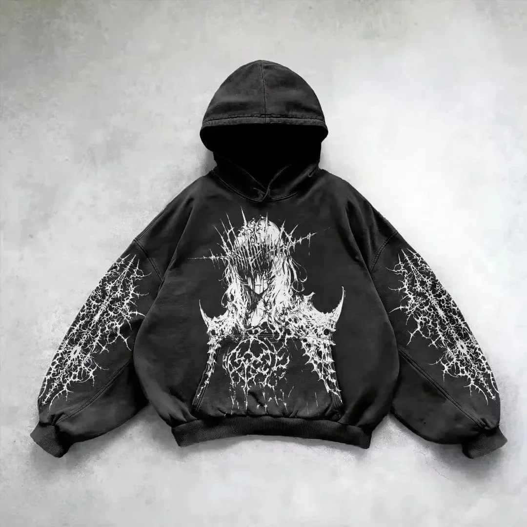 Pullover Hoodie with Ghotic Design