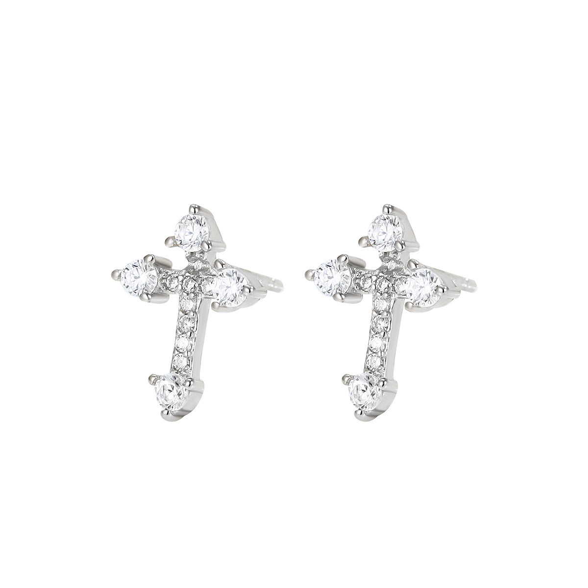 Silver cross earrings with zirconia