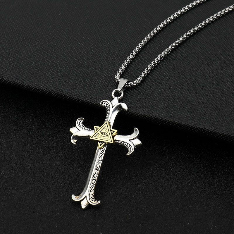 Colar de Diamantes com Cruz Retrô para Homem