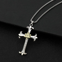 Retro Cross Pendant Diamond Necklace for Men