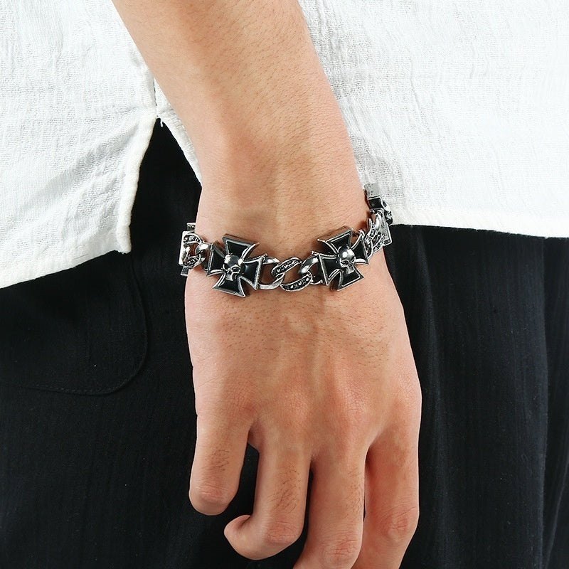 Men's Vintage Punk Alloy Drop Oil Cross Bracelet