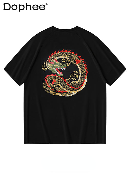 Cotton short-sleeved embroidered t-shirt