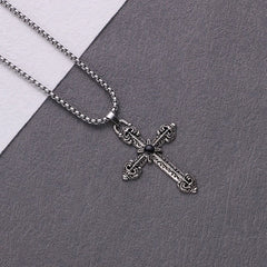 Retro Cross Pendant Diamond Necklace for Men