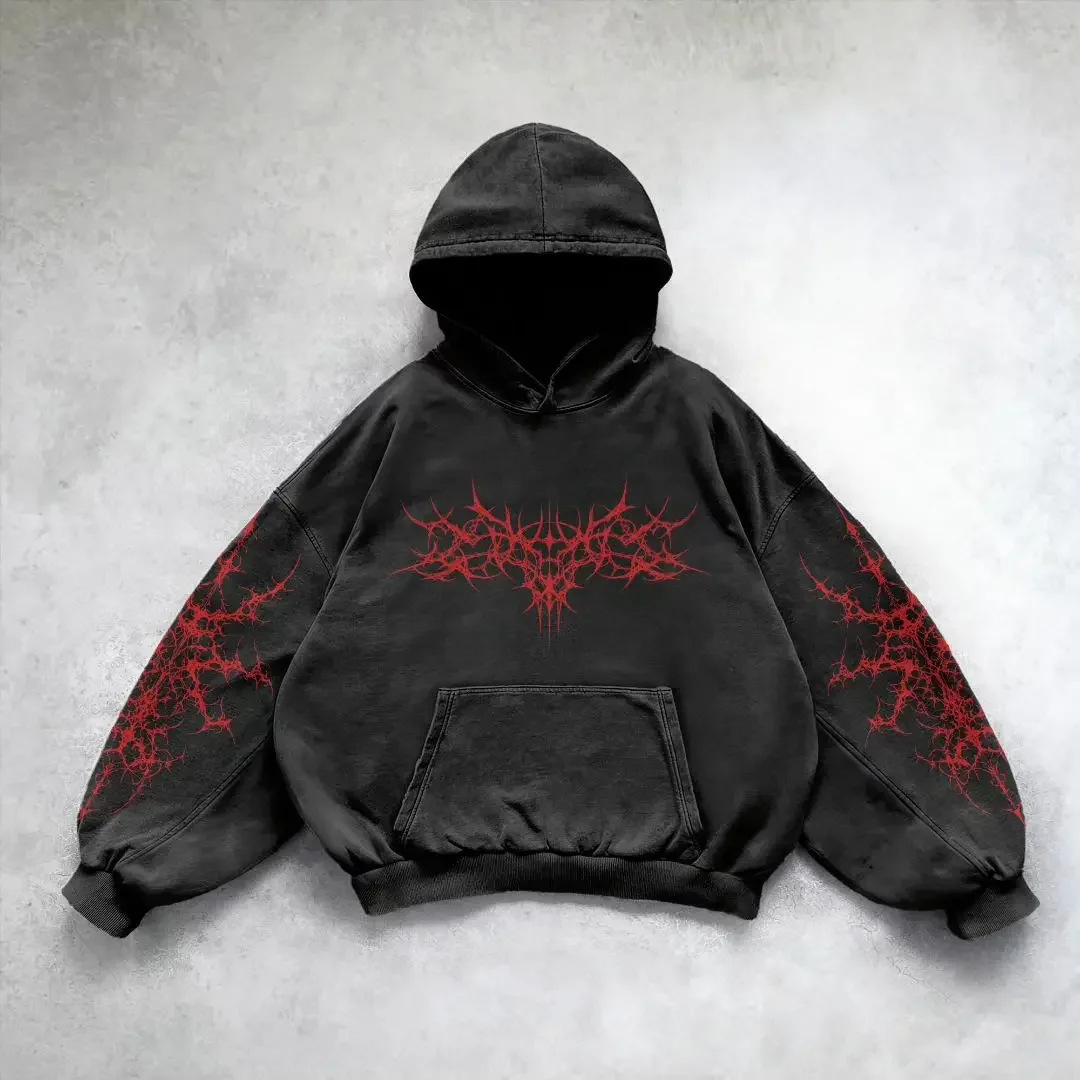 Pullover Hoodie with Ghotic Design