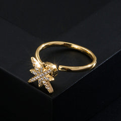 Rotatable Copper-plated Gold Zircon Ring for Women