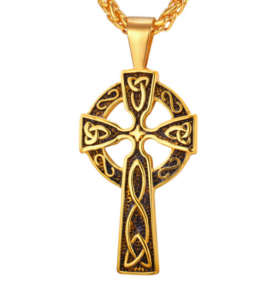 Vintage titanium steel cross pendant necklace