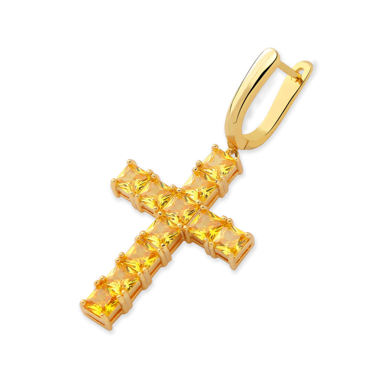Square zircon cross earrings
