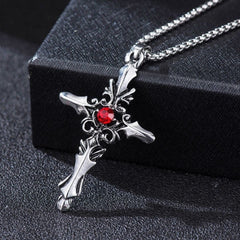 Retro Cross Pendant Diamond Necklace for Men