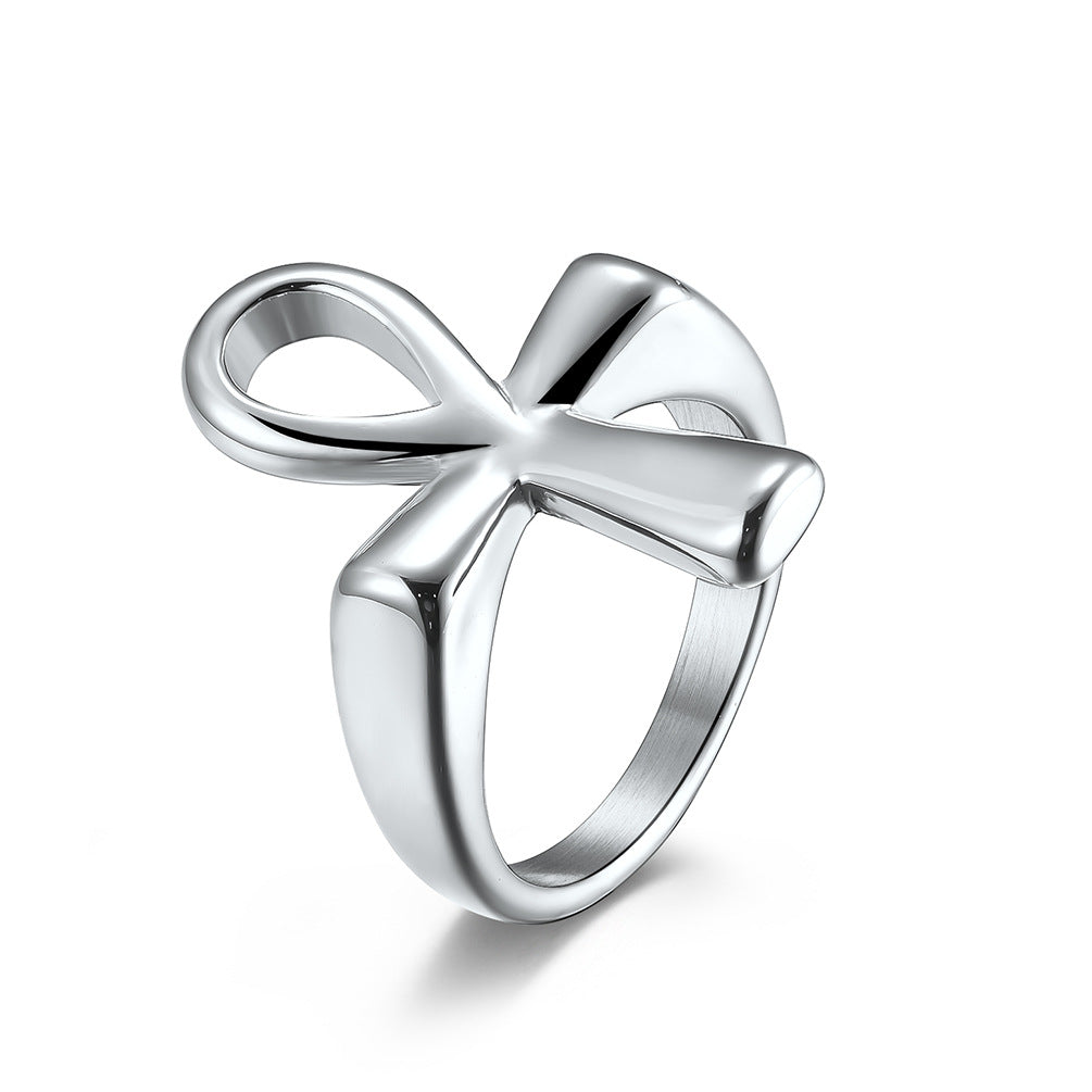 Egyptian Ankh Cross Stainless Steel Ring for Men