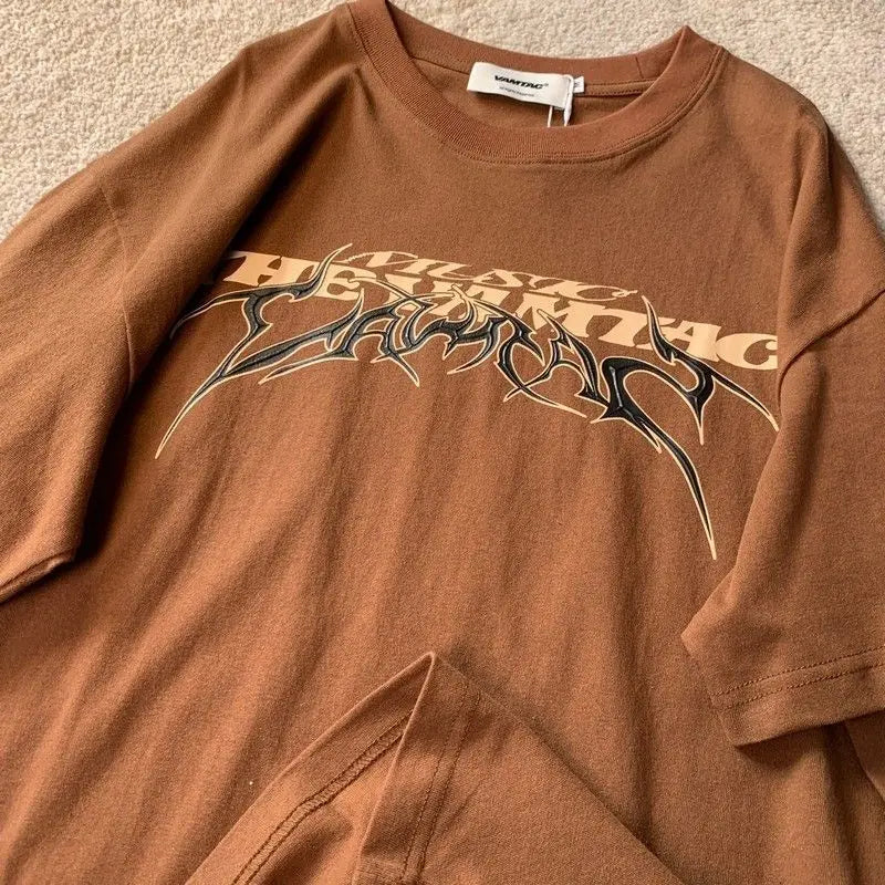Vintage letter print graphic T-shirt