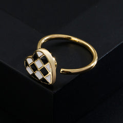 Rotatable Copper-plated Gold Zircon Ring for Women