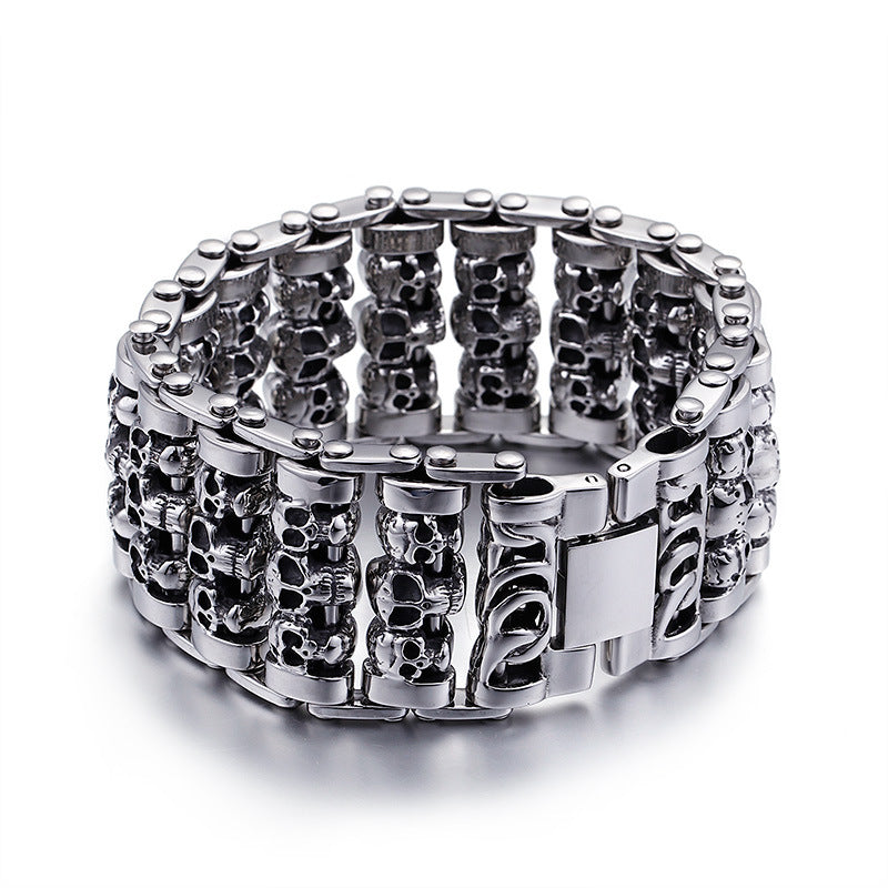 Men's Titanium Steel Skull Bracelet - Punk Style Jewelry
