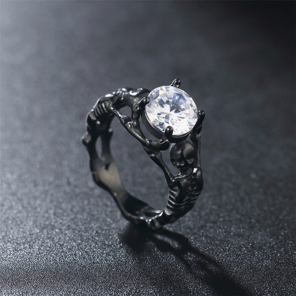 Retro Skull Gem Titanium Steel Ring for Men