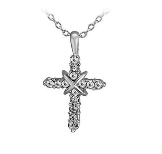 Diamond cross clavicle chain necklace
