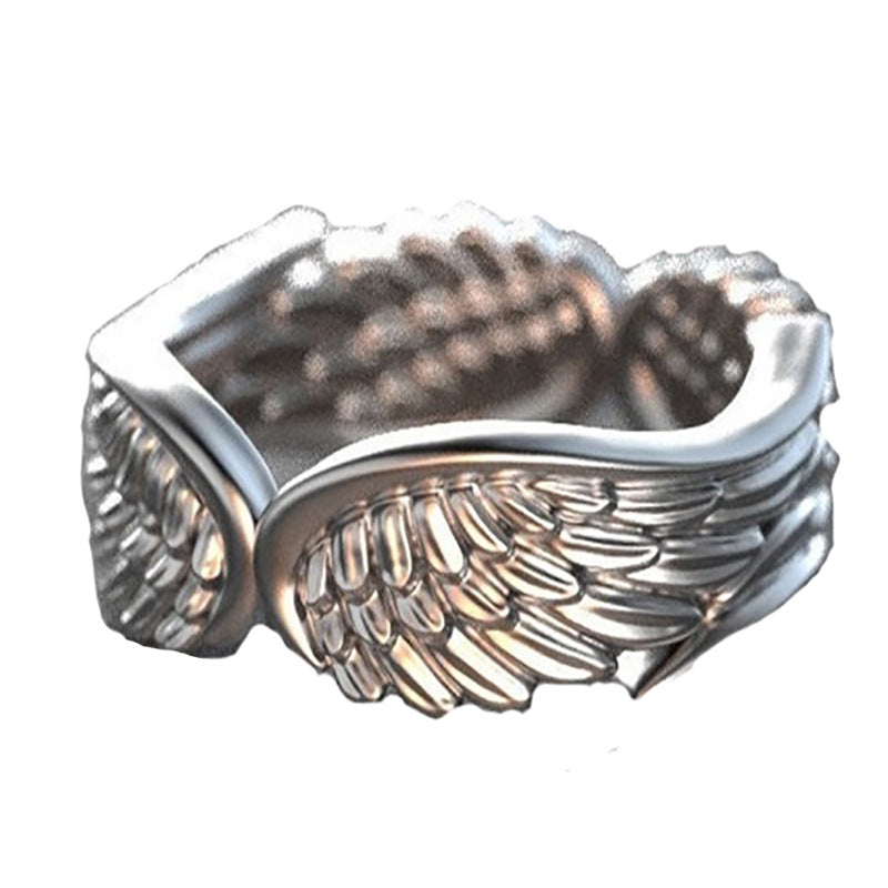 Angel Wings Feather Ring - Vintage Silver Design