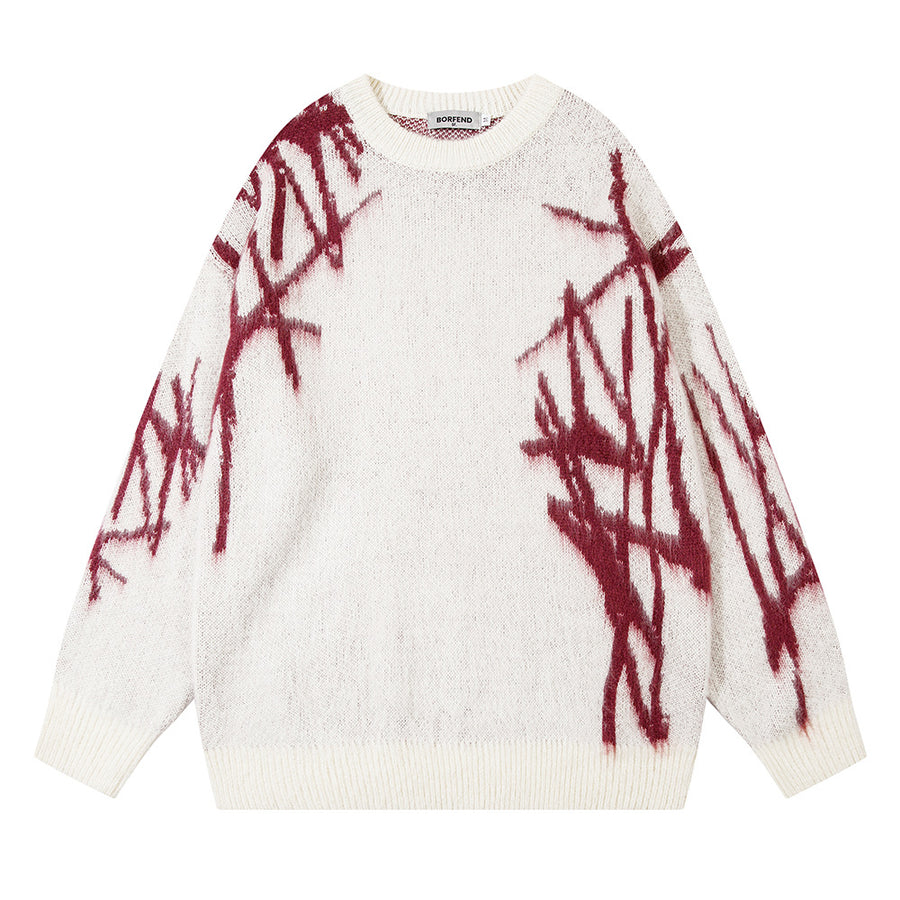 Hip hop graffiti embroidered crew neck sweater