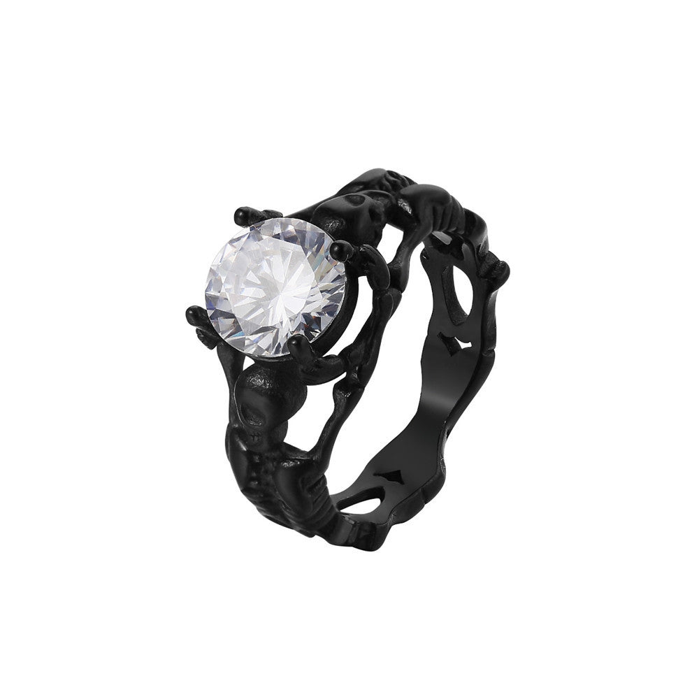 Retro Skull Gem Titanium Steel Ring for Men