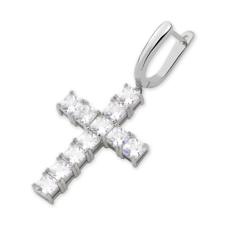 Square zircon cross earrings