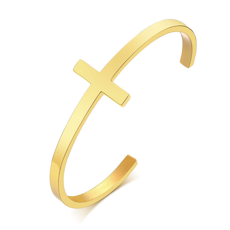 Stainless Steel Cross Bracelet with Bare Body Design
