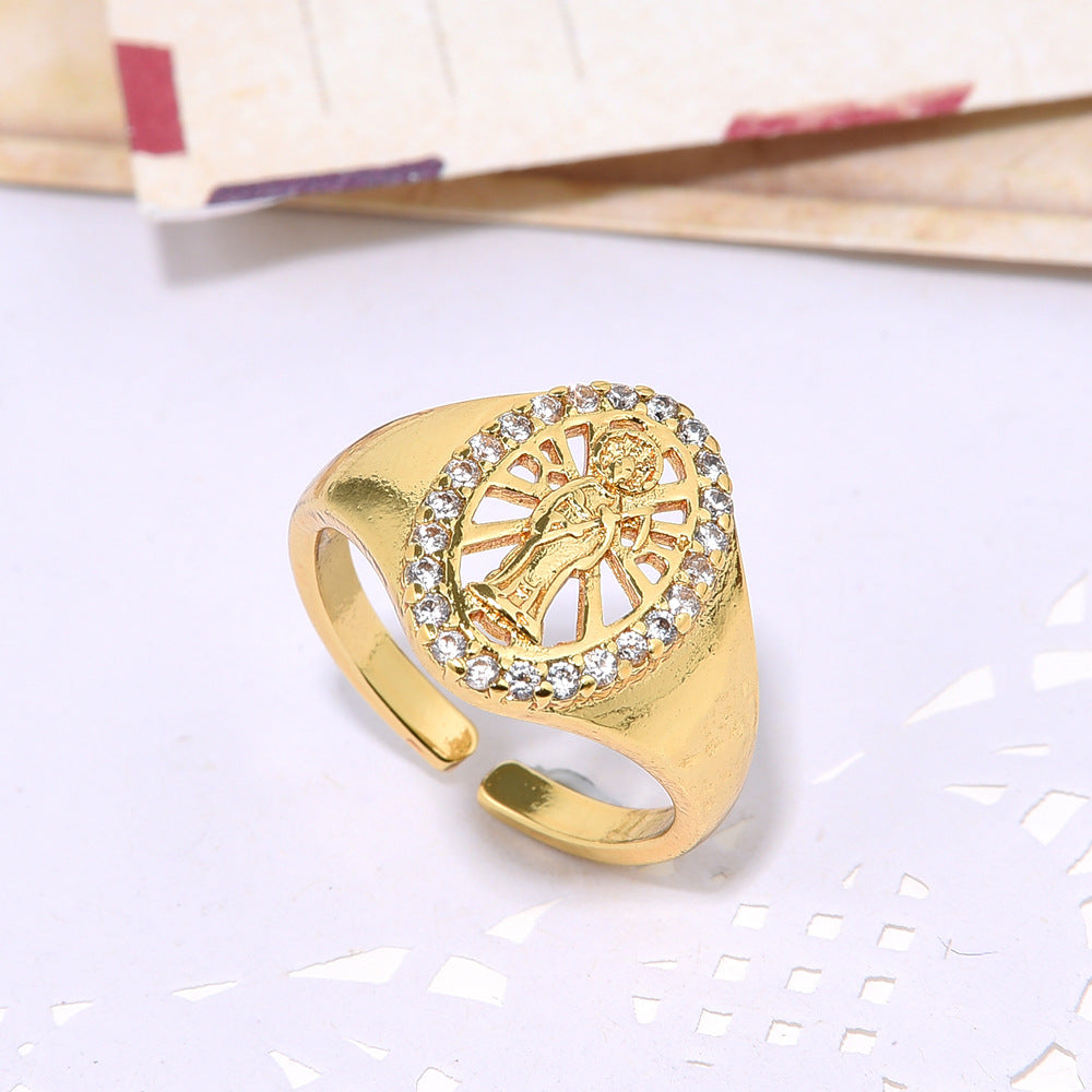 18K Gold Copper Plated Ring with Micro Zircon