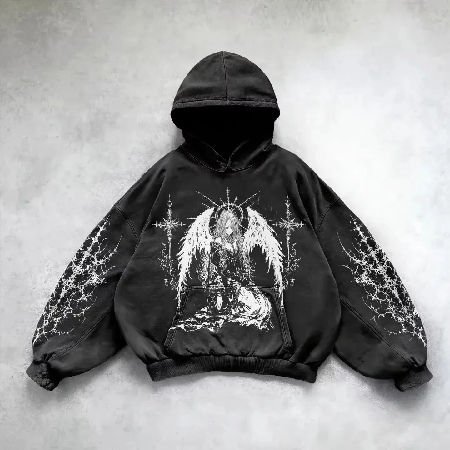 Pullover Hoodie with Ghotic Design