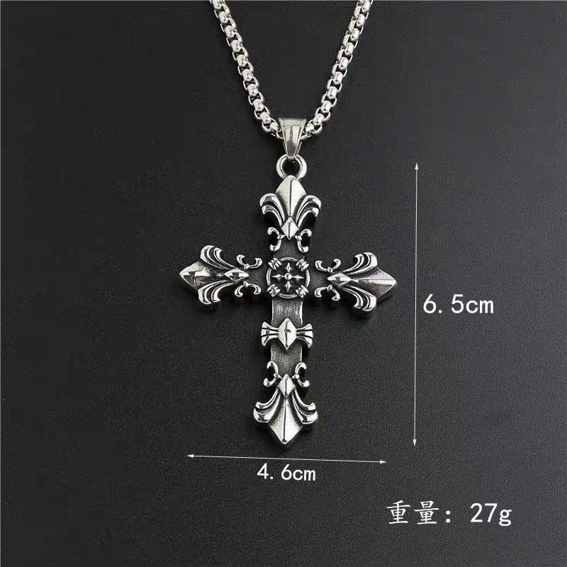 Colar de Diamantes com Cruz Retrô para Homem