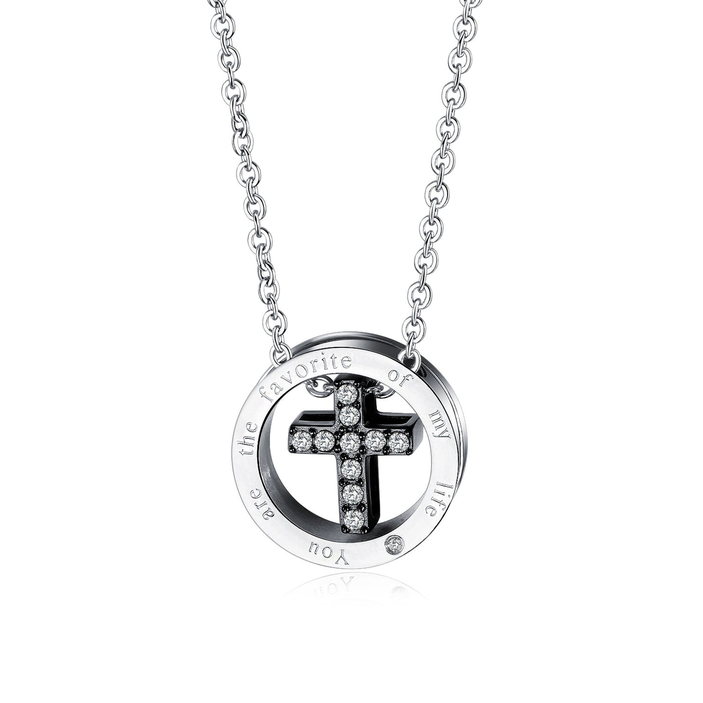 Stylish Titanium Steel Couple Necklace with Cross Pendant
