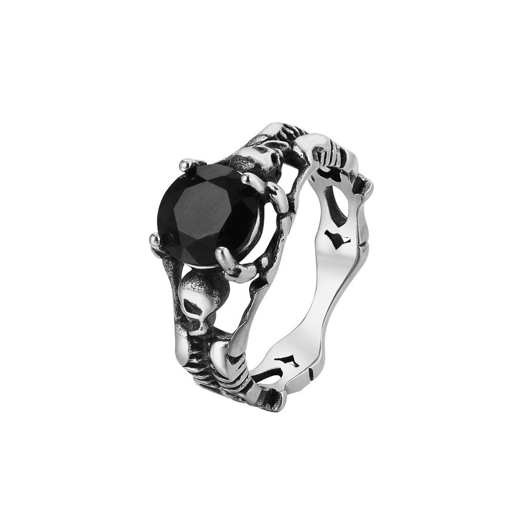 Retro Skull Gem Titanium Steel Ring for Men