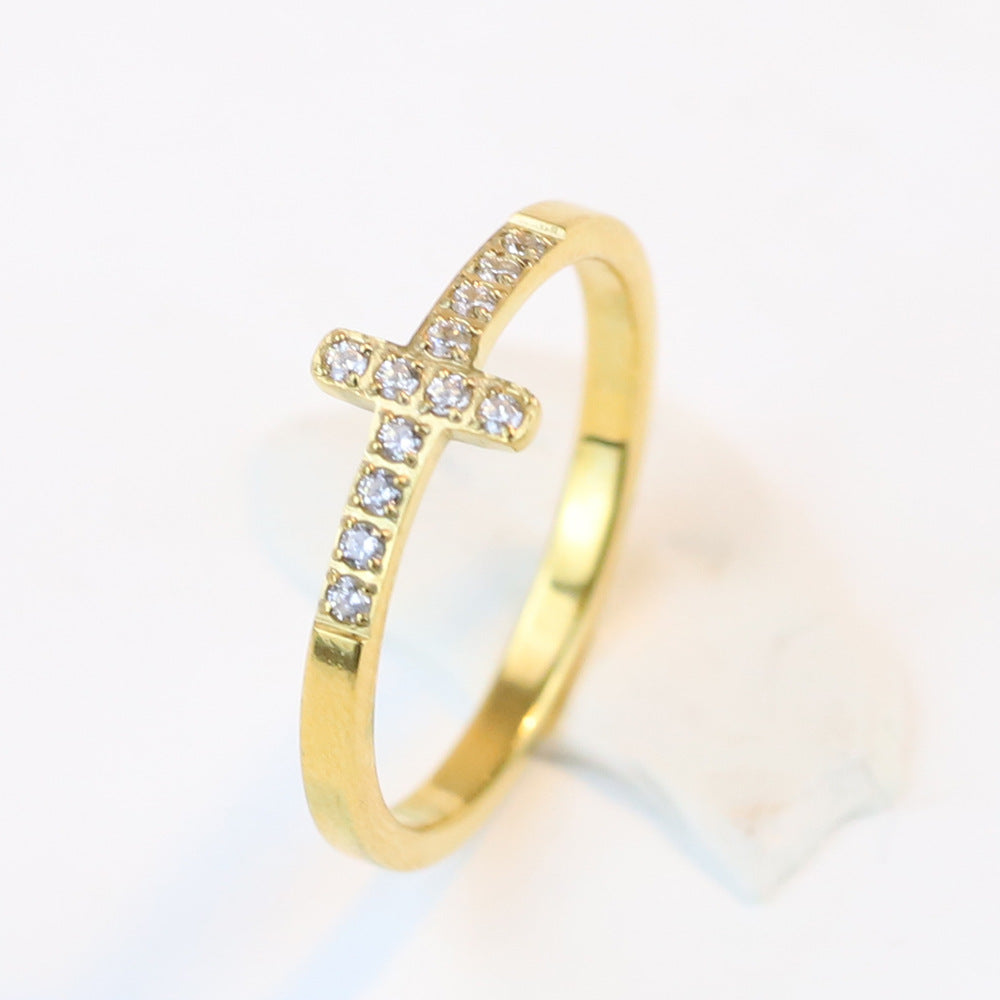 Vintage 304 Titanium Steel Cross Ring for Women