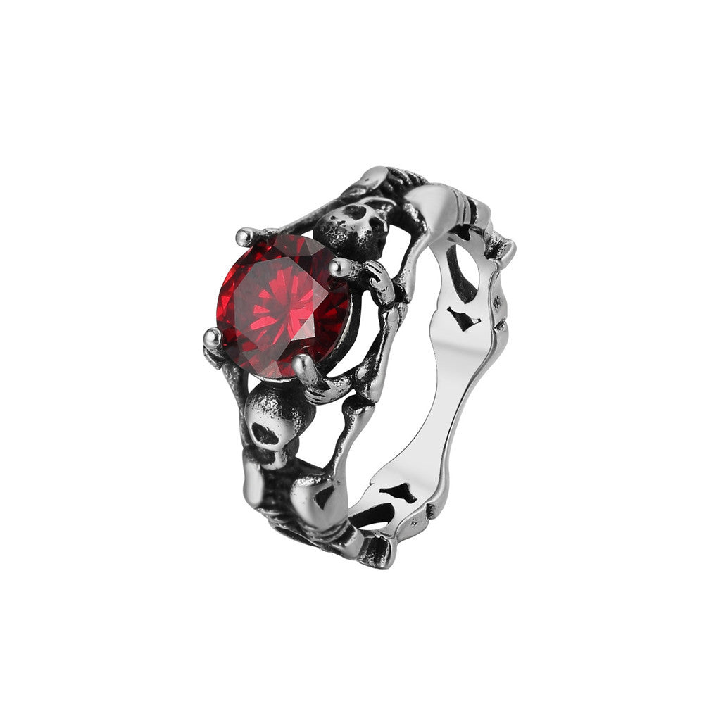 Retro Skull Gem Titanium Steel Ring for Men