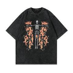 Retro Skull Graphic Cotton T-Shirt for Men
