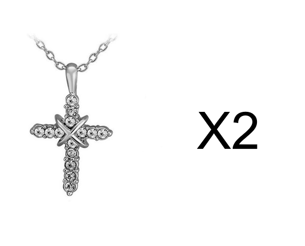 Diamond cross clavicle chain necklace