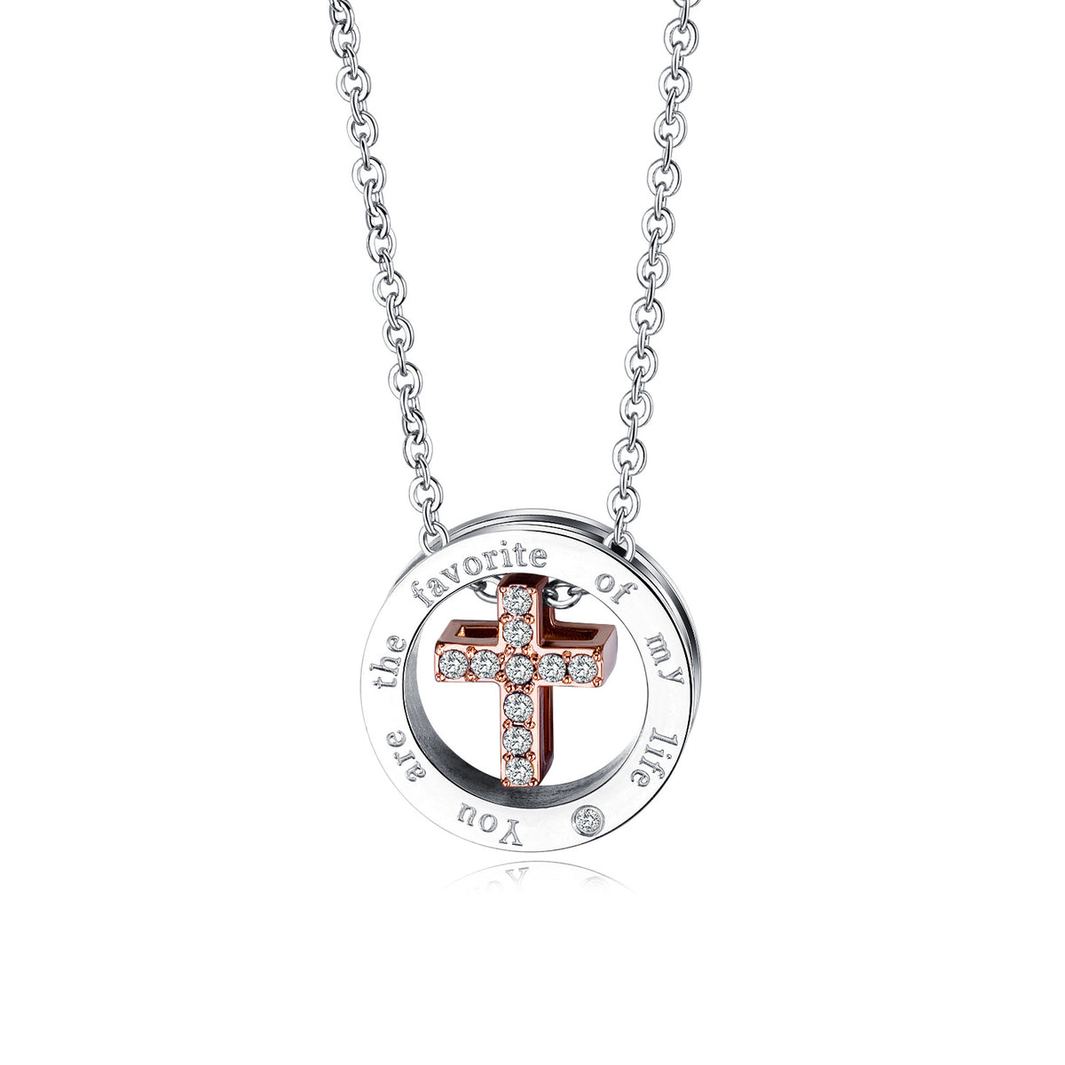 Stylish Titanium Steel Couple Necklace with Cross Pendant