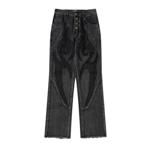 Retro patchwork graffiti hip-hop washed jeans