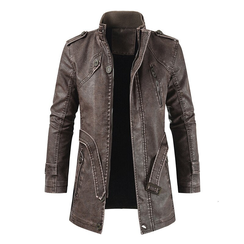 Slim-Fit Cold-Proof Leather Jacket for Men
