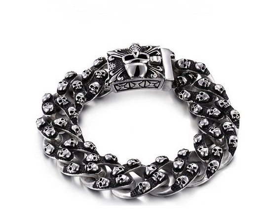 Titanium steel skull bracelet