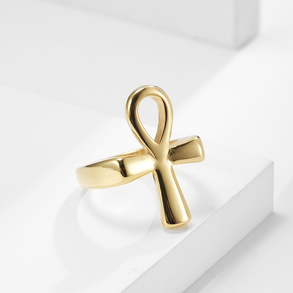 Egyptian Ankh Cross Stainless Steel Ring for Men