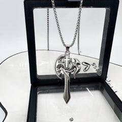 Retro Cross Pendant Diamond Necklace for Men