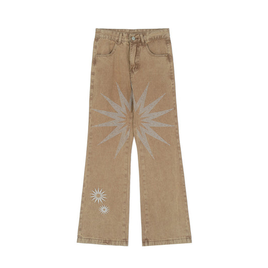 Men's Loose Fit Hip Hop Star Embroidered Jeans