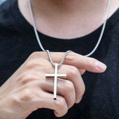 Retro Cross Pendant Diamond Necklace for Men
