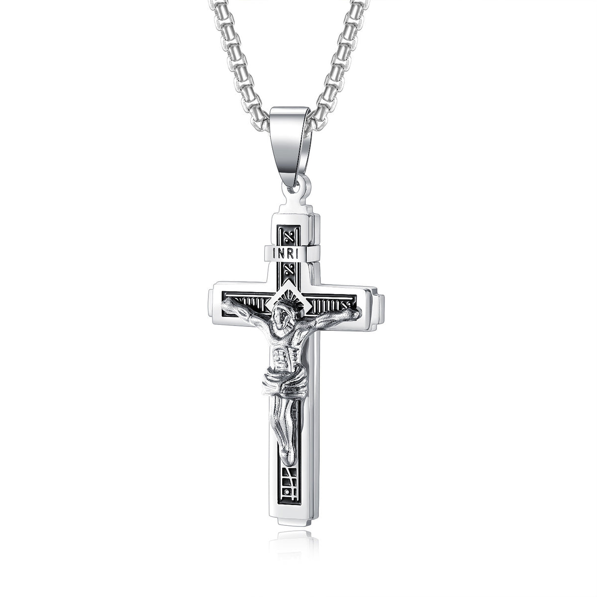 Titanium steel cross necklace, hip hop style