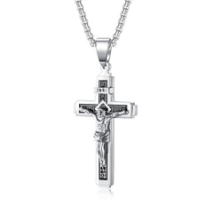 Retro Hip Hop Titanium Steel Men's Cross Necklace