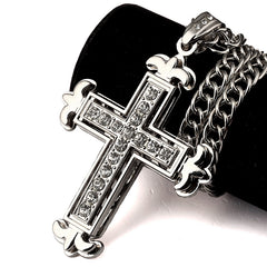 Double Layer Rhinestone Cross Necklace